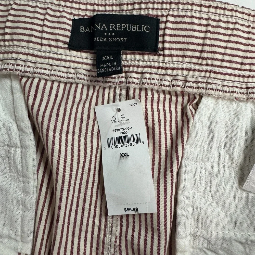Banana Republic Men's‎ Deck Shorts XXL Red Stripe Cotton Blend Drawstring Casual